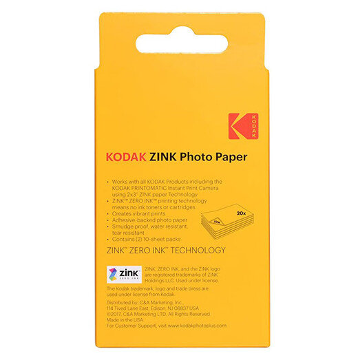 KODAKZink 2X3 inch photo paper Kodak PRINTOMATIC, Smile series instant photo paper instant inkless photo paper 20 sheets