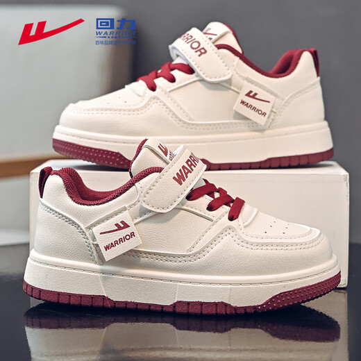 Warrior children's shoes, girls' white shoes, spring and autumn children's sports shoes, girls' sneakers WZ(CL)-0950 m/burgundy 36