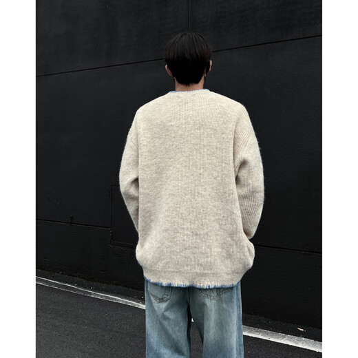 Shelley Jones American Henry collar sweater for men in autumn and winter new loose trendy brand warm inner sweater lazy style sweater apricot M recommended 90-110Jin Jin equals 0.5 kg