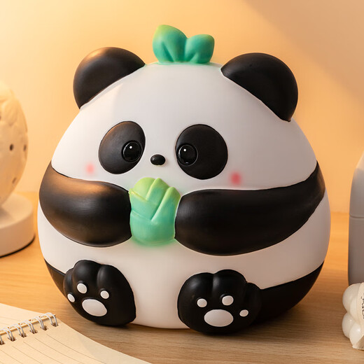 Qi Le's birthday gift panda piggy bank for women, children's large capacity, depositable and removable, new style for boys, only in and out of the piggy bank, panda rice balls (large size)