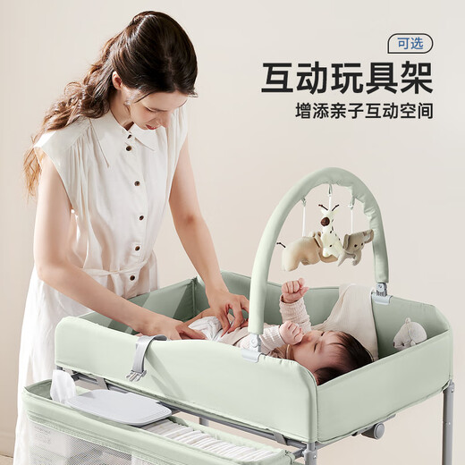 Sweeby Windel Tabelle Babypflege Tabelle Neugeborene Massage Touch Tisch Falten Sie falten Baby Windel Badewanne Quehu Grün 丨 Wasserbecken + Müll Can + Spielzeug + 2 Aufbewahrungskörbe