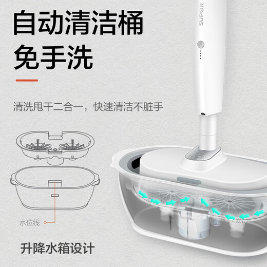 SUPOR electric mop, wireless handheld floor scrubber, mopping artifact, automatic floor mopping machine, household floor scrubbing machine, long endurance mopping machine, self-cleaning, no hand washing, white