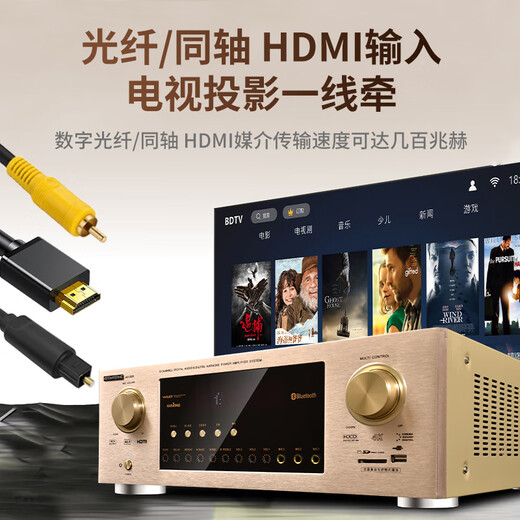 丹麦之笙（DMSEINC）2.0声道家庭影院落地音箱 客厅环绕音响电视音响 HIFI三分频无源音响 木质前置音箱搭配功放组合 JY-550主箱+A-999功放