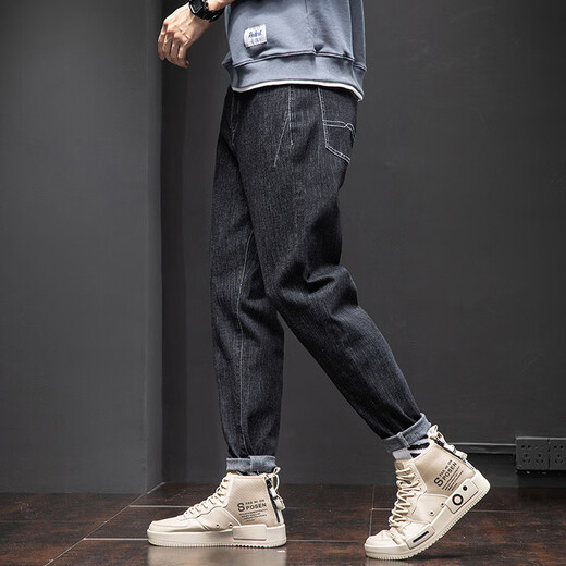 
Keikura jeans men's spring and autumn new straight slim-fitting trousers loose and versatile Harun long pants men 6621 black 30