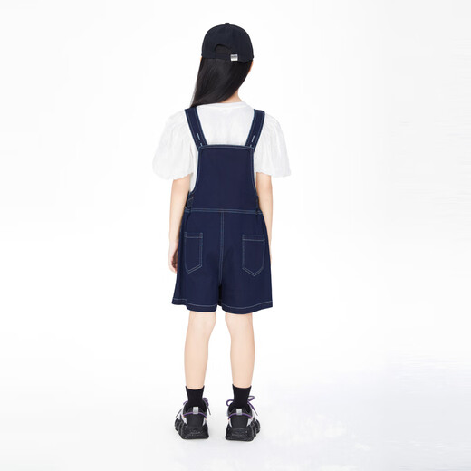 Anaire Girls 'Denim Overalls 2024 Sommer Neues lässige Trend -Hosenträger -Shorts Denim Blue 160 cm