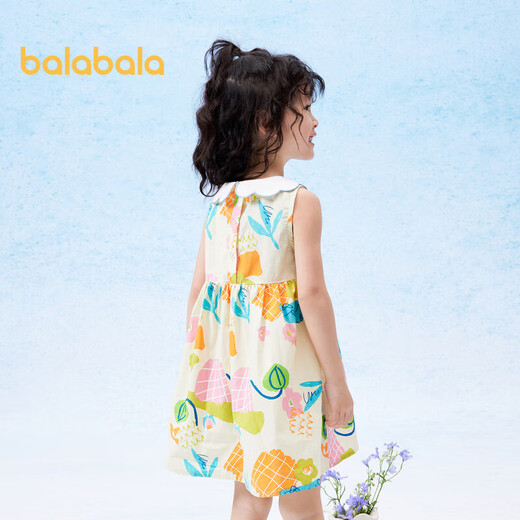 Vestido de niñas Balabala Ropa para niños para niños 2024 Falda sin mangas para niños de verano Pequeño impresión fresca 208224111012