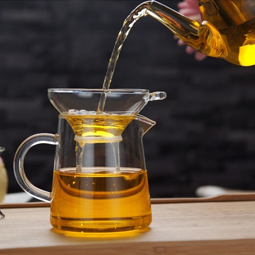 Gudong Xiaoming glass tea set complete set of small teacup set tea maker fully equipped home tea drinking tea set accessories with filter straight handle 9-piece set-450ml pot