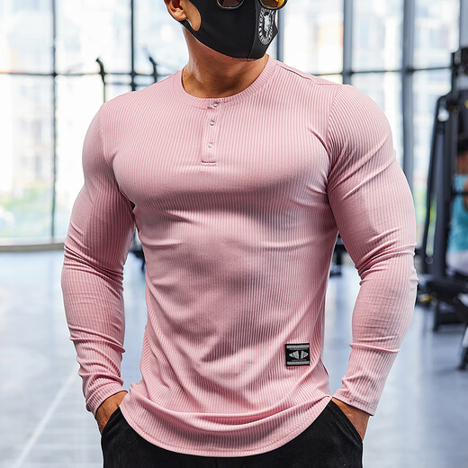 Lutielang sports tights men's long-sleeved T-shirt bottoming shirt elastic quick-drying training top fitness coach autumn black M