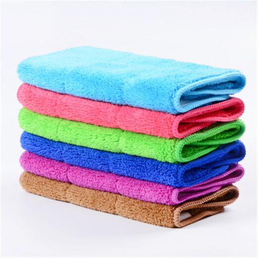 Thickened household floor wiping rag, not easy to shed lint, housekeeping cleaning towel, wiping table, kitchen dishwashing cloth, not easy to stain with oil, fiber, elegant and fine edge, 30*30 eight pack