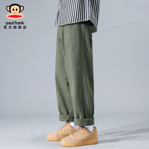 大嘴猴（paul frank）纯棉休闲裤男秋季新款潮牌宽松直筒男裤新款百搭裤子美式潮流长裤 9215H卡其色【官方正品】 3XL【建议170-190斤】