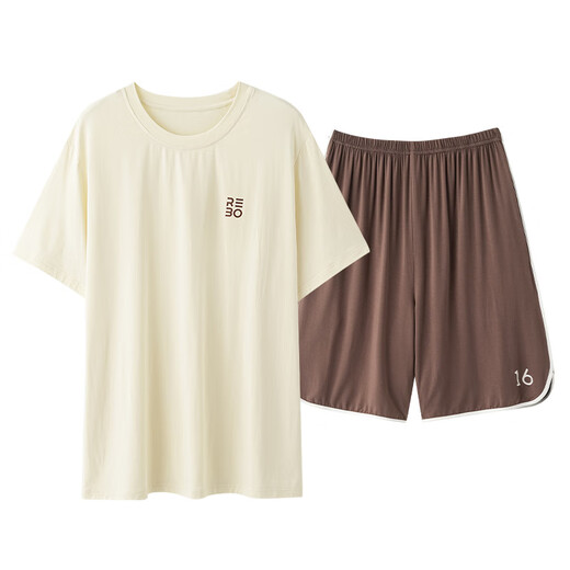 Modal pareja pijama un hombre y una mujer mangas de seda de seda de hielo de verano con almohadilla de pecho ropa de hogar de gran tamaño 09m15801 mujeres 09m15601 hombres xl mujeres