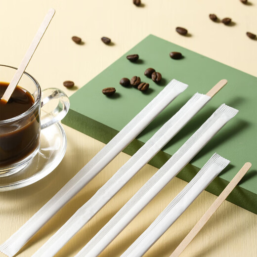 Baicaoyuan disposable coffee stirring stick individually packaged wooden hot drink milk powder stirring stick 19cm 300 pieces