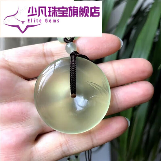 少凡岫玉吊坠花玉水草平安扣挂件毛衣链岫岩玉自戴送人七夕情人节礼物 9197岫玉180料平安扣