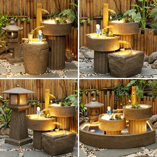 BAMBO de style japonais Fountain Fountain Balcon Decoration Indoor Affiche Affichage de poisson Pond Perme Paysage Paysage Aménagement paysage 9227