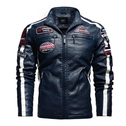 WODEPUS KISS new large size slim fit motorcycle riding jacket men's PU leather jacket autumn and winter plus velvet casual motorcycle soft leather jacket short black 2XL (recommended 155-180Jin [Jin equals 0.5 kg])