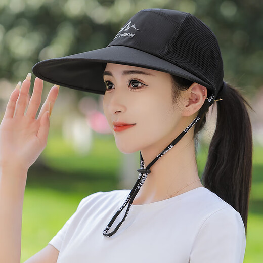 Large brim sun hat women's summer sun hat cycling windproof thin breathable face covering sun hat travel cool hat beige color adjustable
