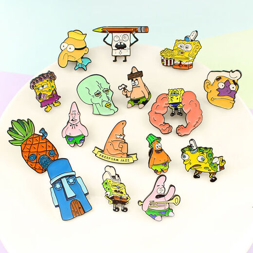 
Nianfu cartoon brooch Japanese accessories metal badge cute ins trendy personality SpongeBob decorative gift for wife C1473-2# SpongeBob pineapple room