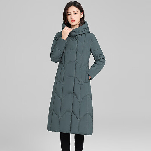 娂娂羽绒服女长款过膝冬季加厚长款2024新款修身时尚白鸭绒妈妈外套 [高端正版服+米灰色]9896 M 建议90-105斤