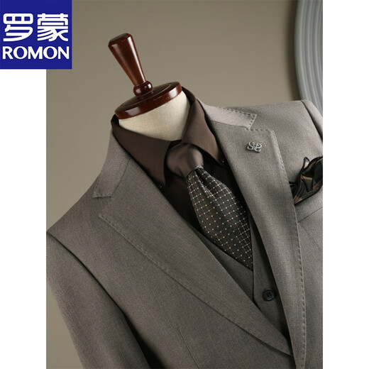 ROMON fashion striped suit suit men's business casual banquet wedding dress professional formal suit men's suit black (suit + trousers) XL 52 (125-138Jin Jin equals 0.5 kg)