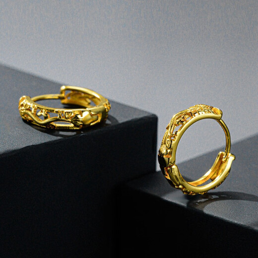 MHFDO old phoenix plated 24K gold Chinese dragon earrings national trend temperament Year of the Dragon zodiac earrings gold men's Chinese dragon earrings Chinese dragon earrings
