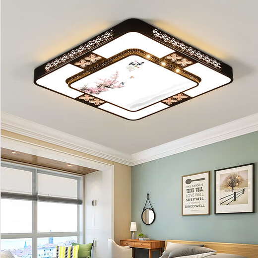 Jihuo new Chinese style LED ceiling lamp living room lamp modern simple atmospheric headlight main light 2024 new bedroom lamp black diameter 90*60CM three colors 72 watts