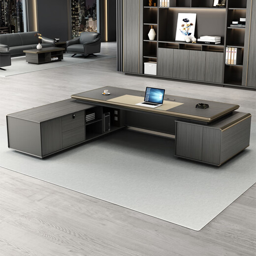 Welski boss desk high-end and atmospheric office leader president desk Italian light luxury general manager desk set 2.4 meters double short cabinet boss desk