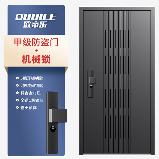 欧帝乐（OUDILE）通风4级防盗门入户门+透气门窗家用进户门安全门+指纹智能锁 机械锁 2050*1050/2150*960