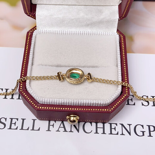 Eba natural emerald bracelet 18K gold with diamonds as a birthday gift for your girlfriend. Ready stock length 15.5-18cm