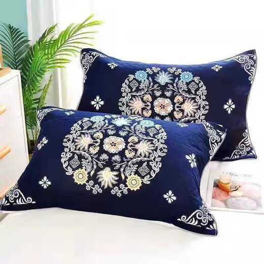 轻奢枕巾一对黑色耐脏不掉色枕巾卡通大人枕头巾学生抖音网红 方格熊黑一对