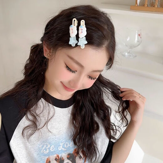 Fantiya Cute Cloud Star Cartoon Hairpin Women's Side Bangs Clip Children's Duckbill Clip Small Grabber Hair Circle Hairpin Headwear Cloud Star 9-piece Set Blue