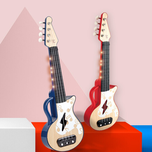 Hape Music Toys Lighting Unterricht vier Strings Kids Ukulele Jungen und Mädchen frühe Bildung Spielzeug Geschenkbeleuchtung Ukulele Toys (Red) E0624