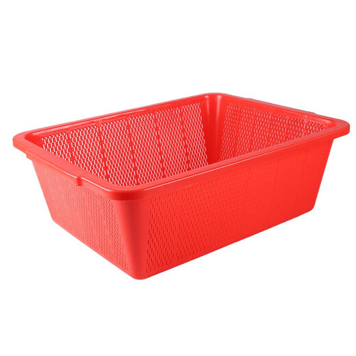 Panier de rangement rectangulaire de grande épaissineuse Panier de rangement rectangulaire Cadre de lavage des fruits de lavage Panier de transport Panier de cueillette Red 684 (36,5 * 27 * 14,5 cm)