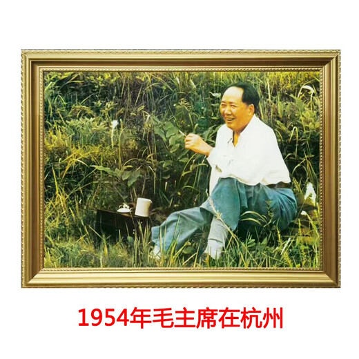 Huaidong Chairman Mao’s portrait wall decoration painting living room entrance dining hall portrait portrait figure mural office great man hanging painting hanging portrait grandpa Mao’s portrait old young chairman re-entering Jinggangshan 88*68 cm