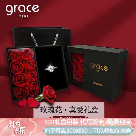 Grace Girl 18K Gold Four-leaf Clover Ring Female Niche Design Ring Live Adjustable Birthday Gift for Girlfriend and Wife Color Gold Red Agate Four-leaf Clover Ring + Rose Gift Box