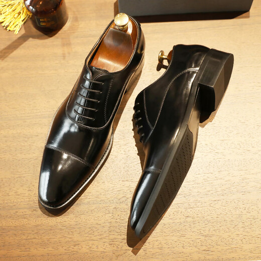 Desai (Desai) three-joint casual men's shoes business formal leather shoes men's pointed toe Oxford brown British wedding shoes black 43