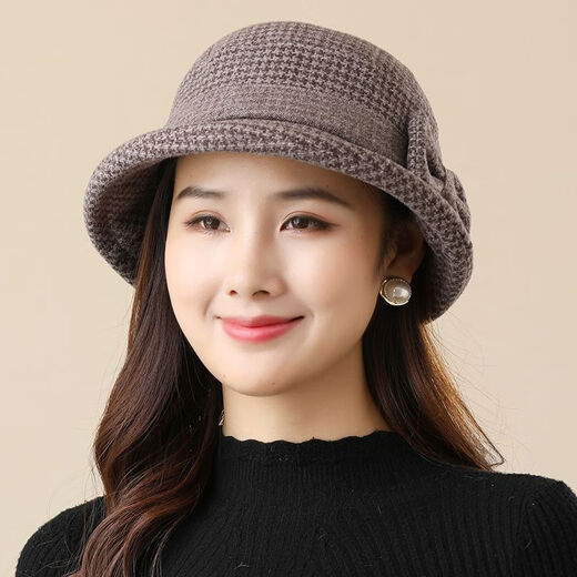 Mo Zilan middle-aged and elderly women's autumn and autumn mother's woolen hat thickened grandma hat spring and autumn style khaki one size