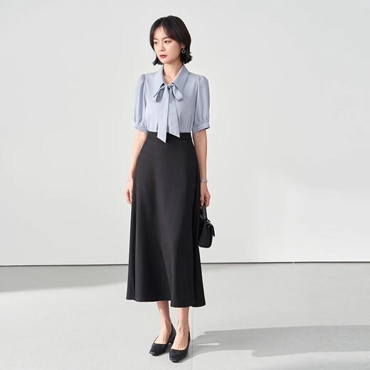 Lady Bird a-line long skirt women's formal umbrella skirt professional long skirt shirt skirt interview skirt daily commuting black skirt