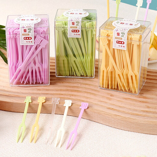 Xingfang disposable forks 260 pieces combined pack 2 boxes of fruit picks fruit forks children's cake forks