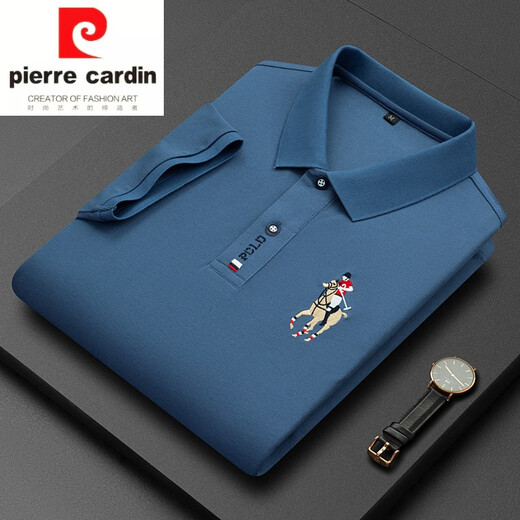 Pier Cardin pure cotton short-sleeved T-shirt for men's summer cotton breathable sweat lapel half-sleeved POLO shirt daddy's cool top t short 999 red L 17084A Recommended 120-130Jin [Jin equals 0.5 kg]