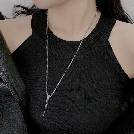 Feihua Versatile Necklace Men's Accessories Titanium Steel Boys Pendant Hip-Hop Niche Design Personality Trendy Sweater Chain Twisted Necklace 1 About 60cm + About 6cm Extension Chain