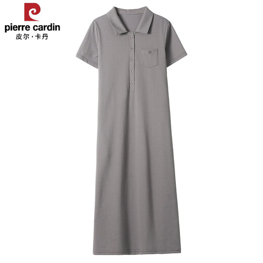 皮尔卡丹（pierre cardin）2025新款Polo连衣裙纯棉女夏翻领长款过膝t恤宽松休闲运动短袖裙 绿色   9859款 M 100-110斤