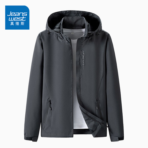 Jeansswest Chaqueta con capucha Capeta Spring y Autumn Simple Casual Chaqueta mora Versátil Chaqueta Versátil Cargo Top Men's y Women's Clothing 6628 Negro [Estilo de hombres] 3xl