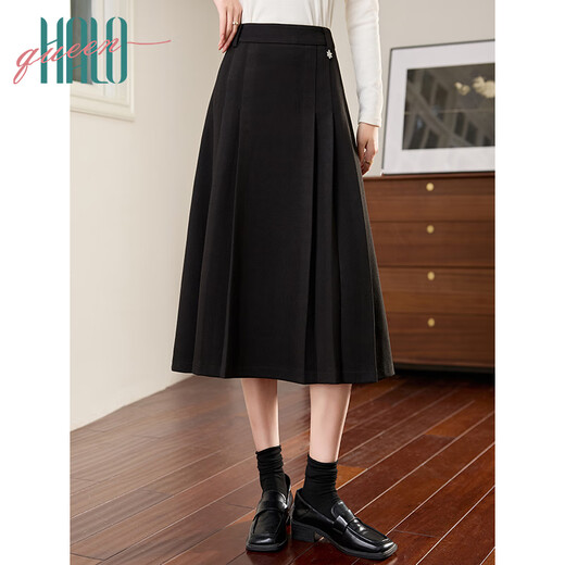 Halo Queen suit women's autumn and winter annual party dress thickened pleated skirt versatile slimming over-the-knee skirt A-line skirt H144B6003