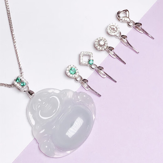 Fat Donglai's same style 18k gold jade buckle pendant Buddha jade joint melon seed connecting buckle lanyard necklace style 6 white gold