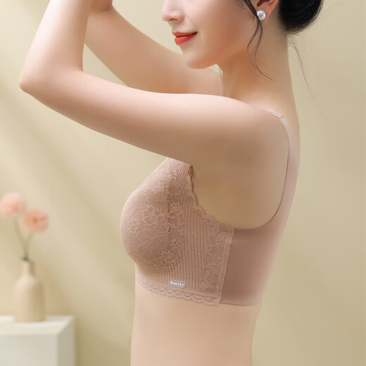 美黛·安芬无痕运动内衣女聚拢上托防下垂收副乳美背背心式文胸 肤色 L码-建议100-120斤
