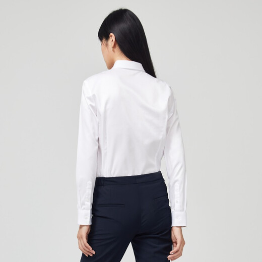 YOUNGOR long-sleeved shirt for women plain DP no-iron shirt pure cotton fabric comfortable anti-wrinkle flat and easy to care for VLDP10171BFW white 36