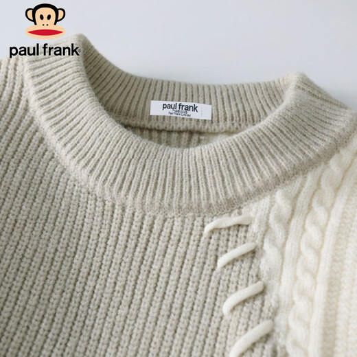 Big mouth monkey (paul frank) sweater men's autumn and winter casual sweater men's trendy brand base shirt warm sweater khaki XL