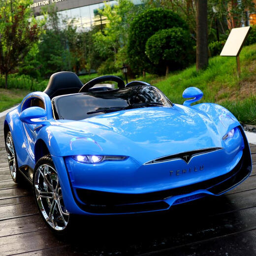 AWZ Tesla children's electric car four-wheel car dual electric dual drive remote control swing baby toy for children can sit on top with blue four-wheel drive lithium battery + full function + remote control four drive