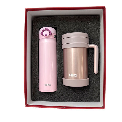膳魔师（THERMOS）TCMF办公保温杯礼盒套装毕业礼物送老师套装高档节日礼品定制logo 500ML粉色水杯+500ML滤网办公杯