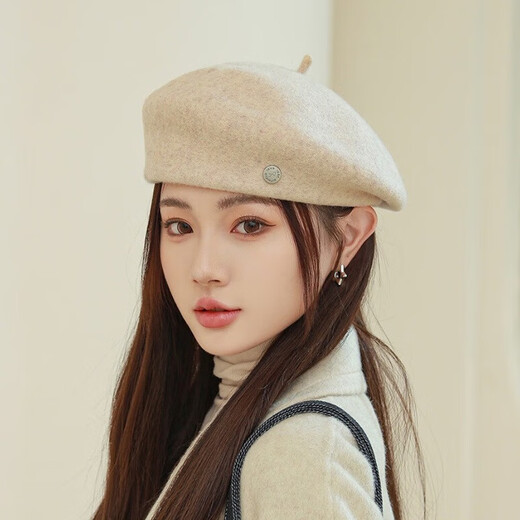 Jimmy Leaf's light luxury British retro wool painter's hat for women Korean autumn and winter new versatile face-showing beret burgundy one size fits all (56-58cm)